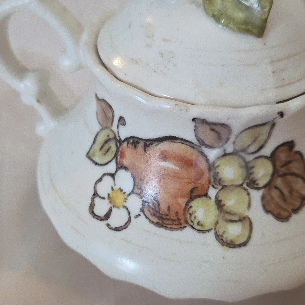 Metlox Vernon Ware Floral Cream and Sugar Set. Vintage